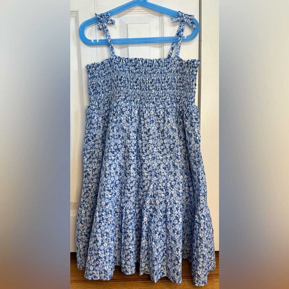 Janie and Jack girls size 10 blue floral smocked dress